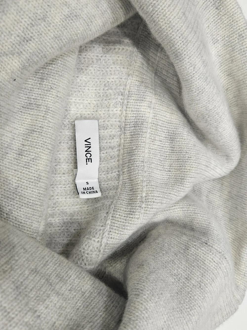 Vince Gray Ribbed Cowl Neck Sweater Cashmere/wool Side Zippers